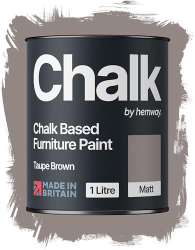 Hemway Chalk Based Furniture Paint, Taupe Brown 1L, Matt Finish Shabby Chic, Chalk Paint Furniture & Walls, Quick Dry & 1 Coat