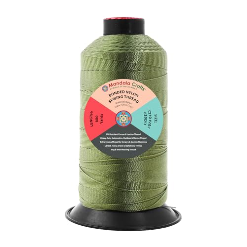 Mandala Crafts Size 207 630D T210 Olive Drab Bonded Nylon Thread, 800 YDs