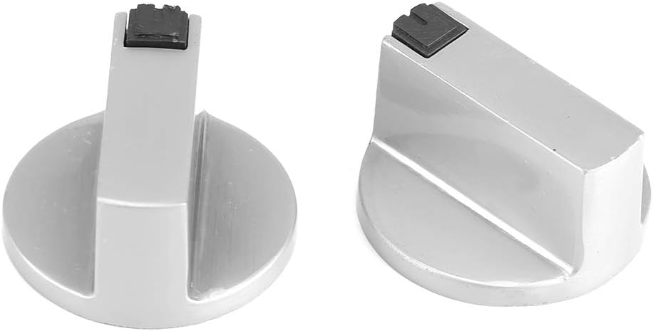 2Pcs 6mm Zinc Alloy Home Kitchen Gas Stove Knobs, Cooker Oven Cooktop Metal Switch Control, Silver, Minimalist Style, Stove Knob