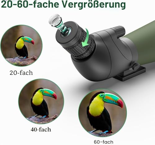 Gosky Spektiv Vogelbeobachtung 20-60 x 80 Porro Prism für sportschützen - wasserdichtes für das Schießen von Vogelbeobachtung Wildlife Scenery