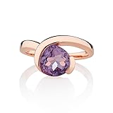Diamond Treats Amethyst Ring For Women and Teen Girls in Rose Gold Vermeil, Rose Gold Ring with a Natural Pear Shaped Amethyst Gemstone, Rose Gold Rings For Women with a Amethyst Crystal, Size L