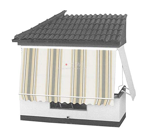 MOSCHITELLA Toldo de caída con cajón de protección y bridas - Tejido de protección temporal (tejidos gris) - Medidas L 220 x 260 H Cover