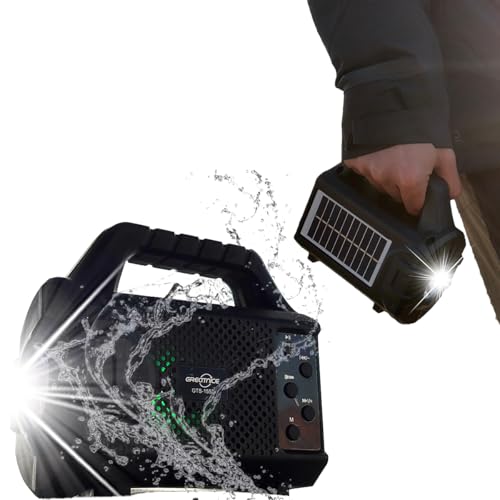 GREATNICE Bluetooth Speaker, Wireless Outdoor Portable Speaker with Solar Panel, Powerbank, Waterproof & Rechargeable LED Flashlight – Ideal for Camping, Hiking, Beach, and Home Use