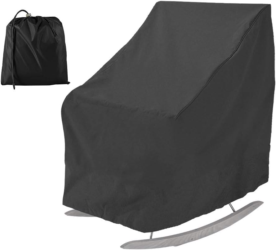 Garden Chair Covers Waterproof, Patio Rocking Chair Cover, Oxford Fabric Heavy Duty Outdoor Reclining Furniture Protective Cover with Drawstring, 99 x 83 x 70cm (1pcs(Style 1))