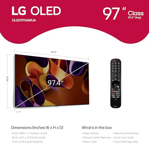 Image of LG 97-Inch Class OLED evo G4 Series Smart TV 4K Processor Flat Screen with Magic Remote AI-Powered with Alexa Built-in (OLED97G4WUA, 2024)