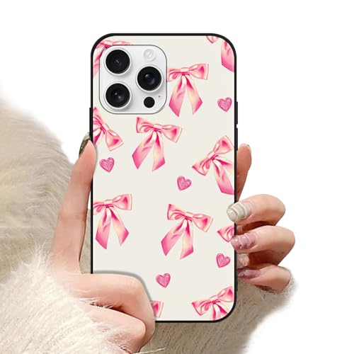 Pretty Pink Bow Heart Phone Case Cute Fashion Girly Ribbons Bow Pattern for iPhone 16e 16 15 14 13 12 11 Pro Max Plus Mini X XSMAX XR 7 8 SE Soft Slim Silicone Shockproof Cover Funda for Women Girl -  WXQZHF, ZFM03-Khe-iphone-cfhdjax