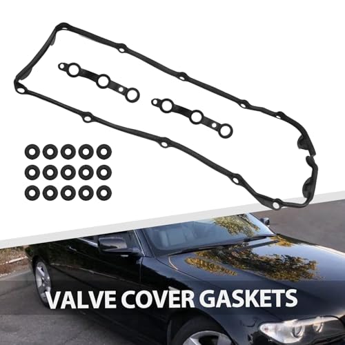 Image of 11121437395 Valve Cover Gasket Set, Replacement for BMW M54 E46 E39 E83 E53 525i X5 Z3 325i 330i 325Ci 323Ci 323i 325xi 328Ci 328i 330Ci 2002-2006, Replaces 11120030496