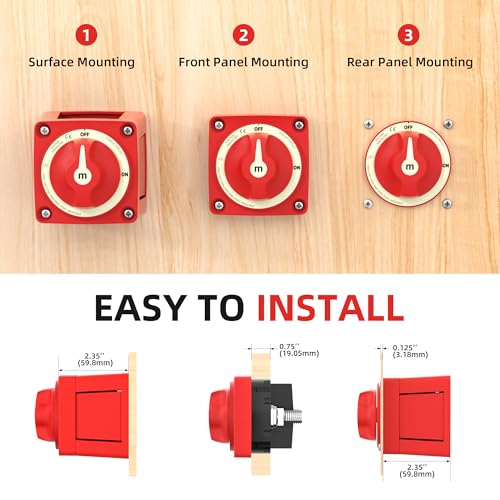 Image of Battery Disconnect Switch 12V 48V Marine Battery Cut Off Switch 300A Heavy Duty Ignition Protected On /Off Battery Kill Switch for Car Boat RV ATV UTV Vehicles