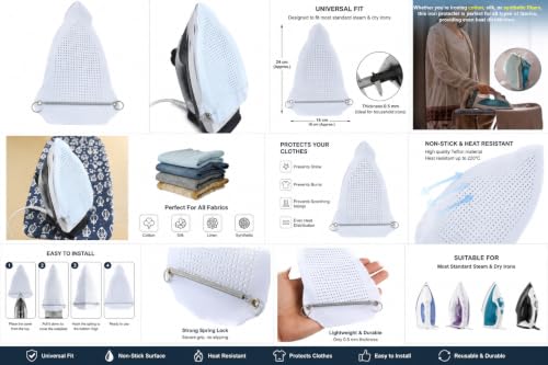 Image of ZENITH Ironing Accessories Combo Pack | Teflon Iron Soleplate Cover + Silicone Heat Resistant Iron Rest Pad | Protect Clothes from Burning & Shine Marks |Iron Stand Pad for Home & Professional Use | Heat-Resistant Teflon Material