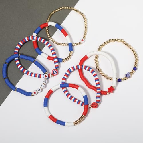 Friendship Bracelets - Beaded Bracelets Set for Teen Women, Stretchable Preppy Bracelets, Stackable & Colorful Bracelets - Ideal Gifts, 4th of July, Halloween, Christmas2