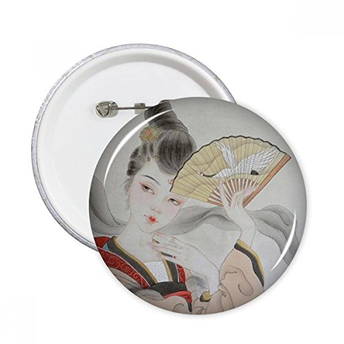 Cadeau peinture chinoise en badge rond pour passionné d'art 5pcs