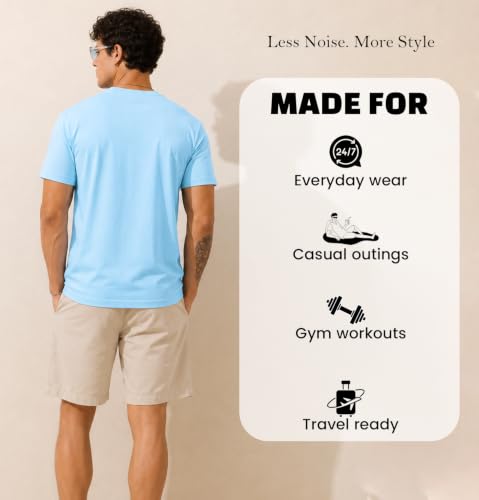 Image of Sleepynuts Men's Everyday Wear Crew Neck Regular Fit T-Shirt | Half Sleeve Solid Plain Casual T-Shirt for Men | Soft Breathable Fabric |