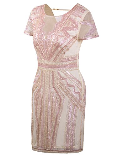Image of Vijiv 1920s Short Prom Dresses V Neck Inspired Sequins Cocktail Flapper Dress