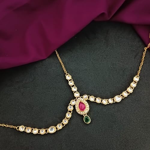 Efulgenz Kundan Maang Tikka Indian Bollywood Crystal Kundan Head Chain Bridal Wedding Jewelry Hair Accessories2
