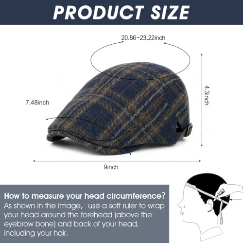 Image of 3Pcs Men's Newsboy Caps Cotton Cooling Hat Adjustable Flat Cap for Men