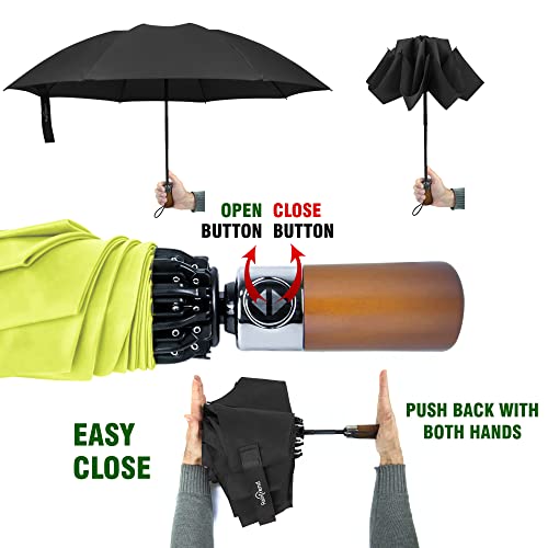 Yellow Umbrella Reversible Umbrella Strong Umbrella For Women Foldable Umbrella Travel Strong Umbrella For Wind And Rain Windproof Travel Umbrella Wooden Handle #TOP5