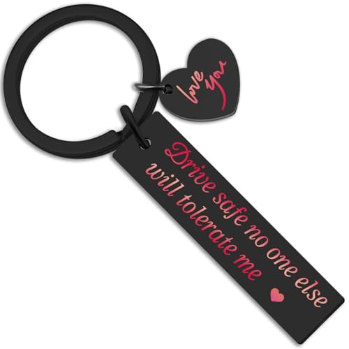 Image of isiyu Fathers Gifts Drive Safe Keychain for Him Birthday Gifts for Husband Love Gift for Wife Girlfriend Men Keychain from Family I Love You Unique Gift