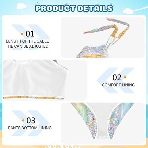 Image of Girls Tankini Swimsuit Bathing Suit Two Piece Bikini Summer Beach Swimwear with Adjustable Strap 3-12 Years