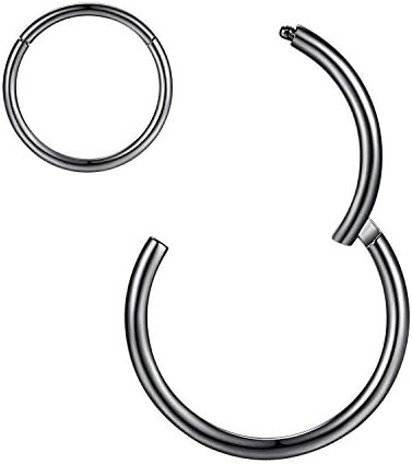 16g Cartilage Earring Hoop Nose Rings 16 Gauge Black Nose Ring Hoop Tragus Earring Daith Earrings Helix Earrings Forward Helix Earring Rook Earrings 6mm Nose Hoop Snug Earrings Piercing Jewelry 2pcs