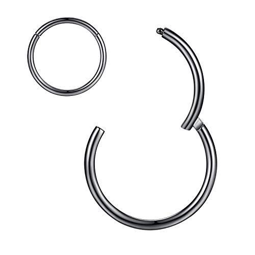 16G Cartilage Earring Hoop Nose Rings 16 Gauge Black Nose Ring Hoop Tragus Earring Daith Earrings Helix Earrings Forward Helix Earring Rook Earrings 6Mm Nose Hoop Snug Earrings Piercing Jewelry 2Pcs #TOP7