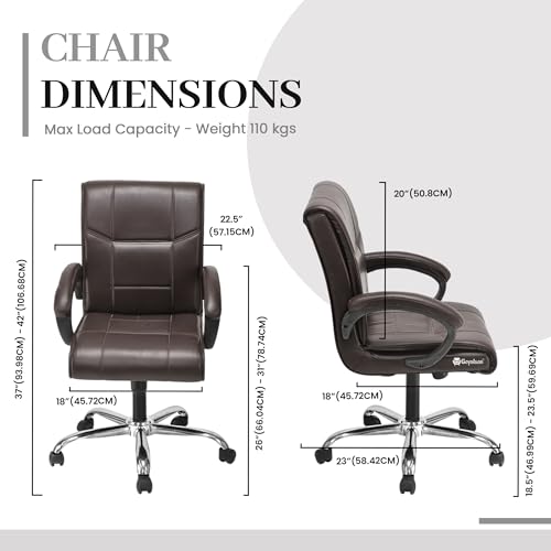 Image of GOYALSON Comfortable Revolving Chair for Director Principal Manager Office with arm Rest with Wheels and Cushioned seat Back (1, Coffee, Heavy 1)