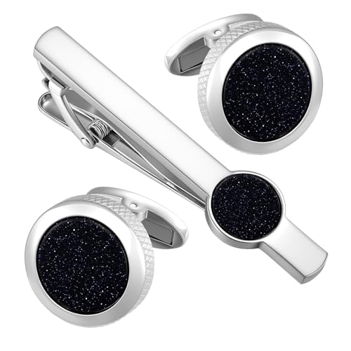 Image of GWD Cufflinks and Tie Clip Set Personalized Cuff Links Business Wedding