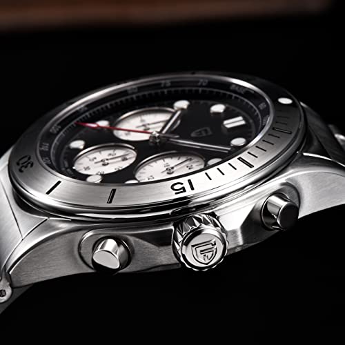 HaiQin Pagani Design Men's Professional Chronograph Japan Quartz Movement Synthetic Sapphire Roller Ball Stainless Steel Bracelet 100M Waterproof Casual Fashion Sports Watch - Image 3