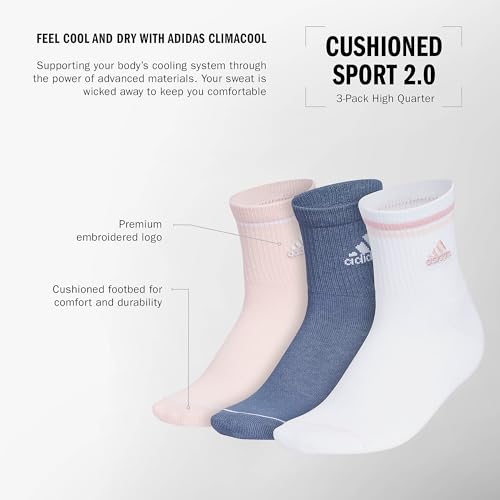 Image of adidas Cushioned Sport High Quarter Socks 3-Pairs Durable & Comfortable