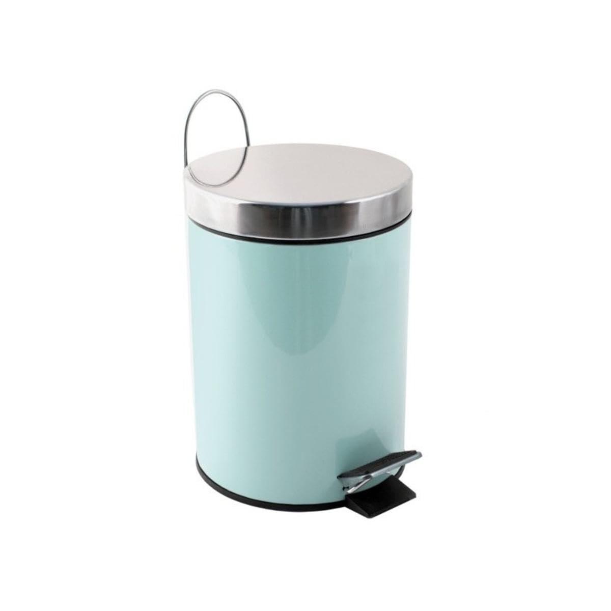 MSV - Cestino per cosmetici da bagno - Acciaio inossidabile con secchio interno rimovibile - Elegante cestino a pedale - Compatto e pratico - Verde pastello - 3L