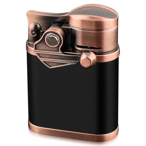 Encendedor De Butano, Diseño De Encendido Basculante, Encendedor De 4 Llamas Tipo Chorro (con Soporte), Caja De Regalo, Encendedor De Mesa Resistente Al Viento (butano No Incluido)(Black)