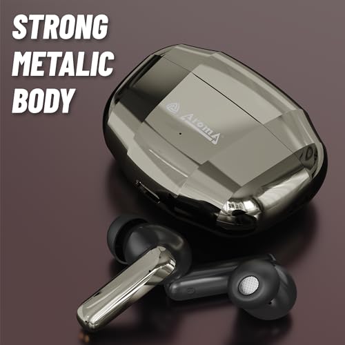 Image of AROMA TWS2 Nexon V5.4 Bluetooth Earbuds, Dazzaling Gold | Up to 60Hr Playtime, ENC, Dual Pairing, Fast Charging, Heavy Bass