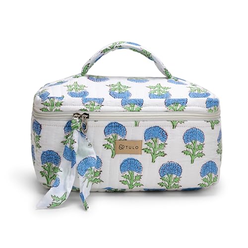 TULO Fabrics Blockprint Travel Makeup Bag – Large Capacity Waterproof