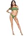 SweatyRocks Women's Sexy Bikini Set Solid Color Off Shoulder Bandeau Two Piece Swimsuit Green M