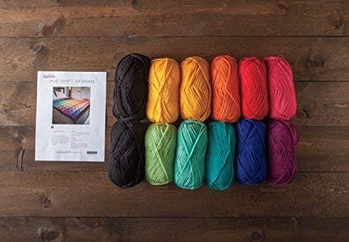 Knit Picks Hue Shift Blanket Knitting Pattern Kit (Rainbow) - Includes Knitting Pattern - 12 Brightly Colored skeins of Sport Weight Yarn