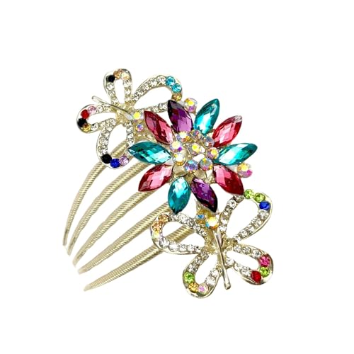 Image of BellaStella Premium Rhinestone Metal Side Hairpin Decorative Hair Bun Comb Bridal Wedding Hair Accessory For Women And Girls Pack of 1 Pc (Multi)