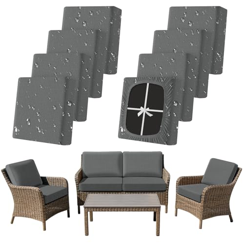 Housse canapé terrasse imperméable extensible Lot de 8 pour salon de jardin