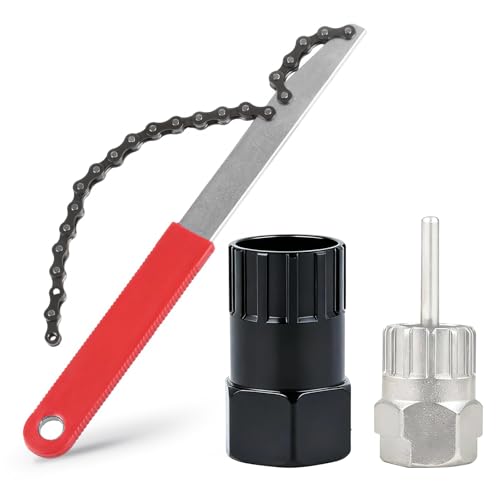 TrrtDo Bike Cassette Removal Tool Set 3 Pieces Includes Chain Whip Cassette Removal Tool and Lockring Remover for Compatible with 7-12 Speed Cassette Essential Bike Maintenance Kit for Cyclists