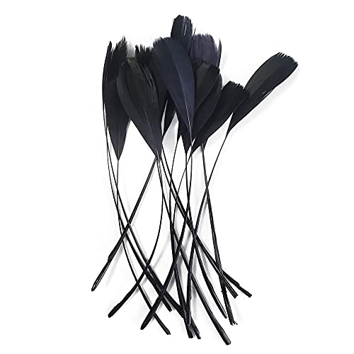 HAPPY FEATHER 40PCS 5-7 inch Goose Feathers for Crafts, DIY, Dream Catchers, Party Decorations Accessories-Black