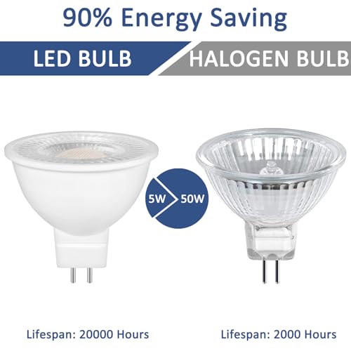 Caldarax 6 Pack MR16 GU5.3 LED 5W 12V Reflector Bulb, Warm White 2700K, Equivalent to 50W 35W Halogen Spotlight Bulb, 500LM - Image 3