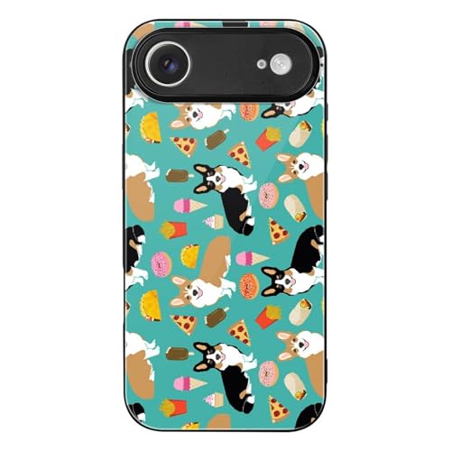 iPhone17Air用ケース アニマル柄 コーギー ピザ アイスクリーム スマホケース 強化ガラス TPU 傷付き防止 軽量 黄変防止 アイフォン17Air用 脱着簡単 おしゃれ iPhone17Air携帯カバー