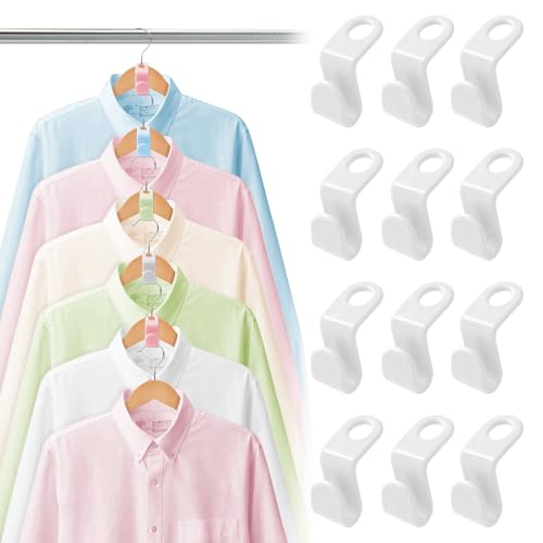 50 PCS Space Saving Hanger - Clothes Hanger Connector Hooks, Stacking Space Saver, Plastic Closet Organizers and Storage Extender for Heavy Duty Hangers Connection (50, White)