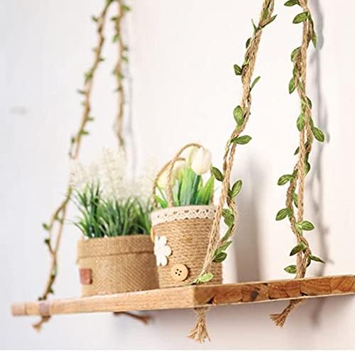 aupawdy Artificial Vine Fake Foliage Leaf Plant Garland Natural Jute Twine with Green Leaves Leaf Ribbon Burlap Leaf Ribbon for Crafts Woven Garlands Home and Wedding Decorations 20m 2 Roll (Green)