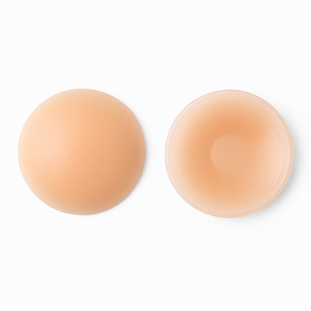 Silicone Invisible Nipple Covers no Show Nipple Pads Stick-on Pasties for Women sweatproof Nipple Covers Reusable Nipple Cover for Saree Blouse Nipple Cover for Backless Dress Beige