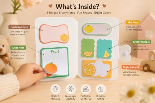 Image of Kawaii Sticky Notes Memo Pad, Cute Self Adhesive Notes for School, Office, Study, Planner & Journaling-Pack of 1, Pink