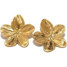 Gold Silver Vintage Flower Earrings Small Fragrant Camellia Flower Chunky Stud Earrings Delicate Large Floral Jewelry Gift for Women