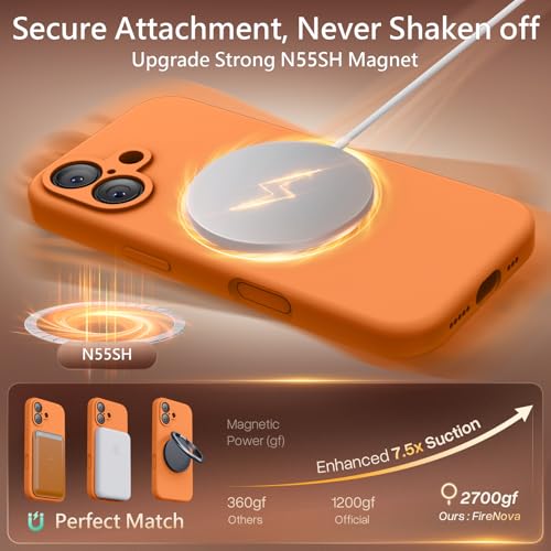 Image of FireNova Magnetic for iPhone 17 Case, Compatible with MagSafe, [Integrated Silicone Camera Control Button] [Camera Protection] Anti-Scratch Microfiber Lining Phone Case, 6.3 inch, Orange
