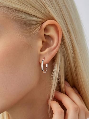 Image of ChicSilver 925 Sterling Silver Huggie Hoop Earrings Small Hoop Earrings for Women Hypoallergenic Silver Huggie Earring Cartilage Earrings for Women (6 /8 /10 /12 /14 /16 /18 /20MM)