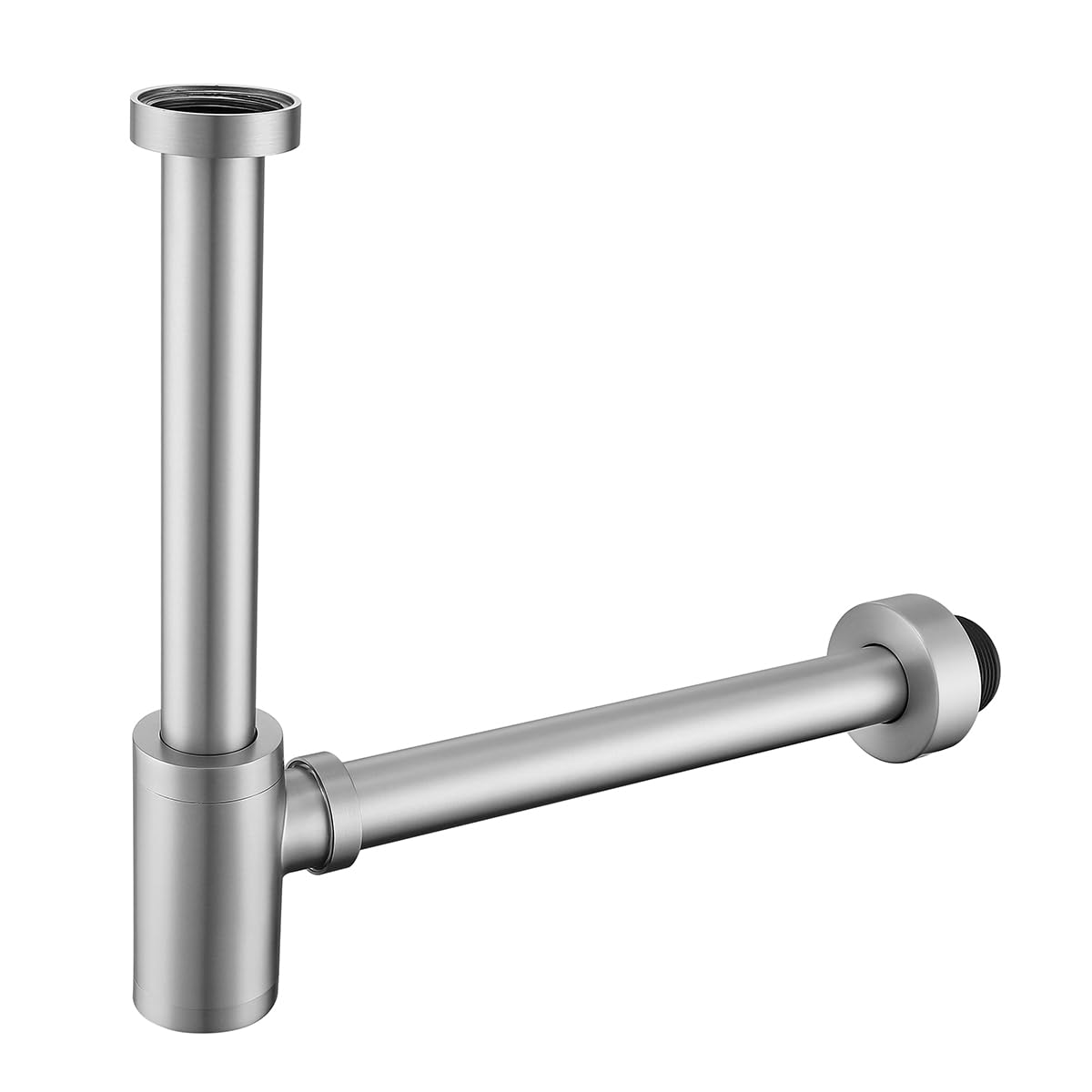 Brass Round Bottle P-Trap 1 1/4, Adjustable Basin Sink Waste Drain Trap Kit, Brushed Nickel P Trap