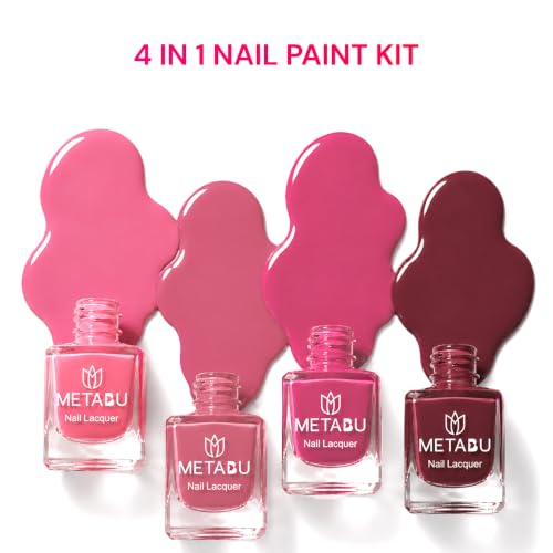 Image of 4 in 1 Glow & Go Nail Lacquer Kit | Nail Polish Set For Women, Travel-Friendly | Glossy Finish, Rich Pigment & Quick Dry Formula Nail Paint | Smooth Application - Shades Whispers 01