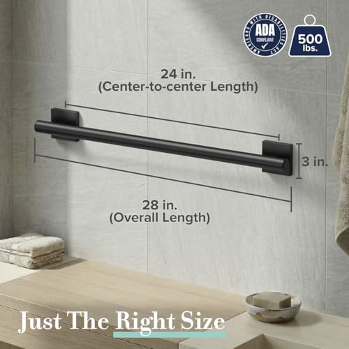 Image of Gatco 944MX Elevate 24 inch L Grab Bar, Matte Black /ADA Compliant Stainless Steel Safety Grab Bar for Bathroom